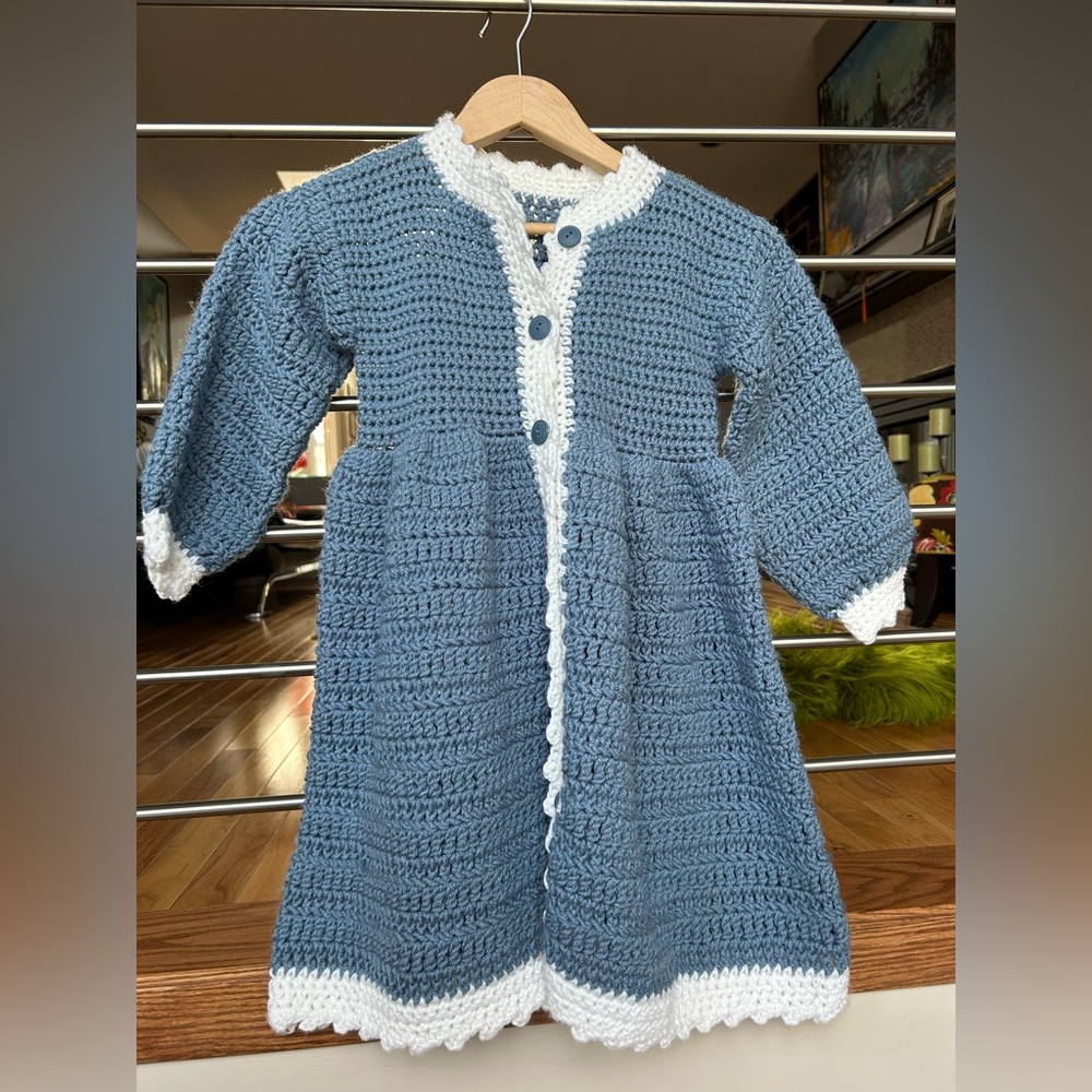 Blue Crochet toddler cardigan